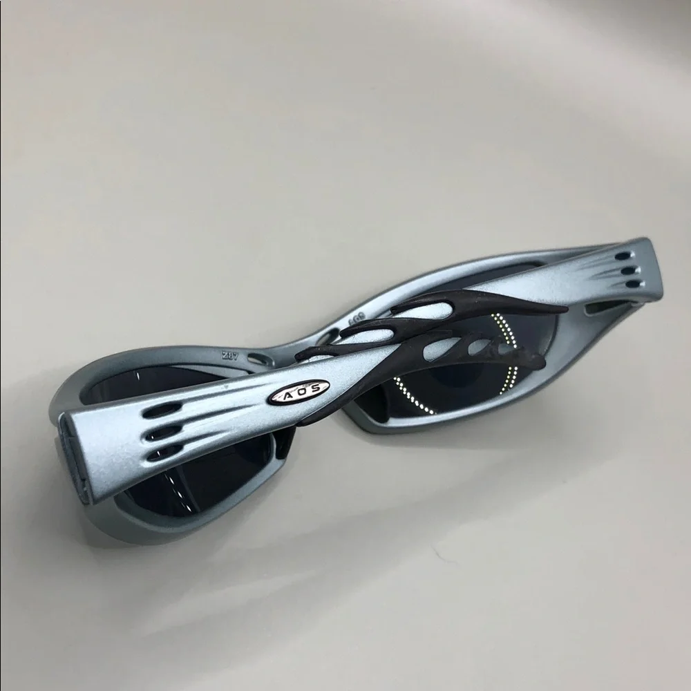 AOS + S Safety Fuel Wrap Vented Mirror Safety Z87 Sunglasses Frost Blue